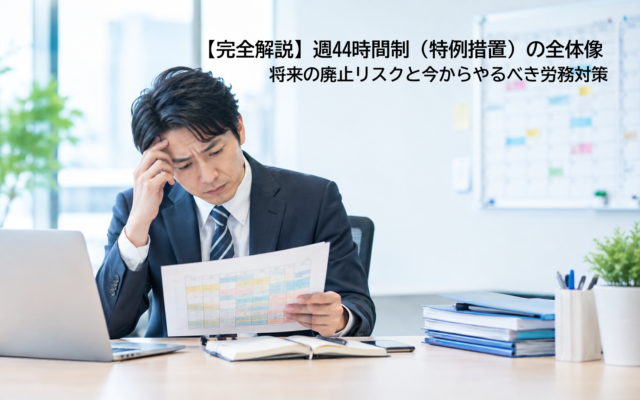 【完全解説】週44時間制（特例措置）の全体像 将来の廃止リスクと今からやるべき労務対策